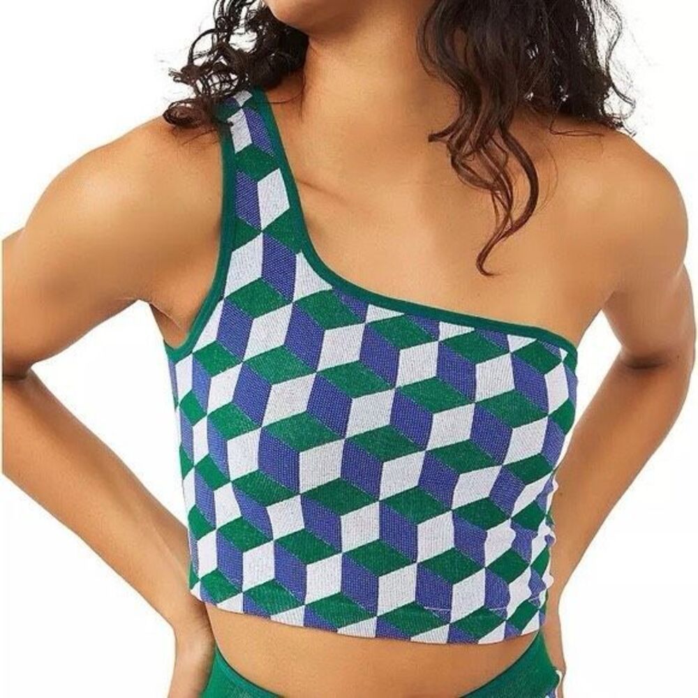 Free People Movement Green Throw One Shoulder Jacquard Bra XS/S